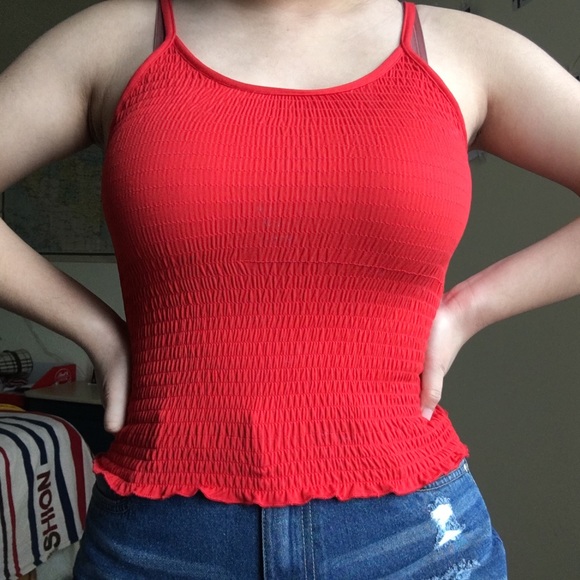 Tops - red lettuce hem cami